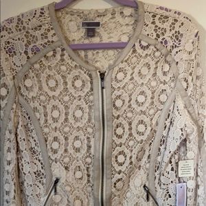 Chelsea 28 lace and faux leather jacket draft